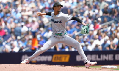 Eury Pérez sale lesionado tras pitchar cuatro entradas de 9 ponches ante Blue Jays